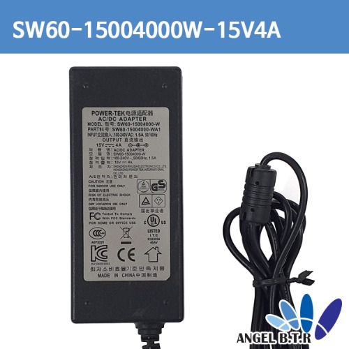 [파워텍]sw60-15004000-wa1/15v 4a/15v4a/5.5/2.5mm/ CCTV/ LCD 아답타/어뎁터